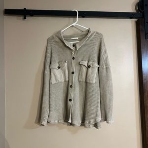 Bucketlist Waffle Knit Shacket